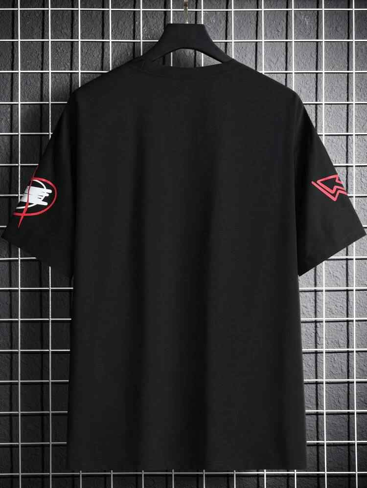 Mens Sticker Printed T-Shirt MMSPS70 - Black