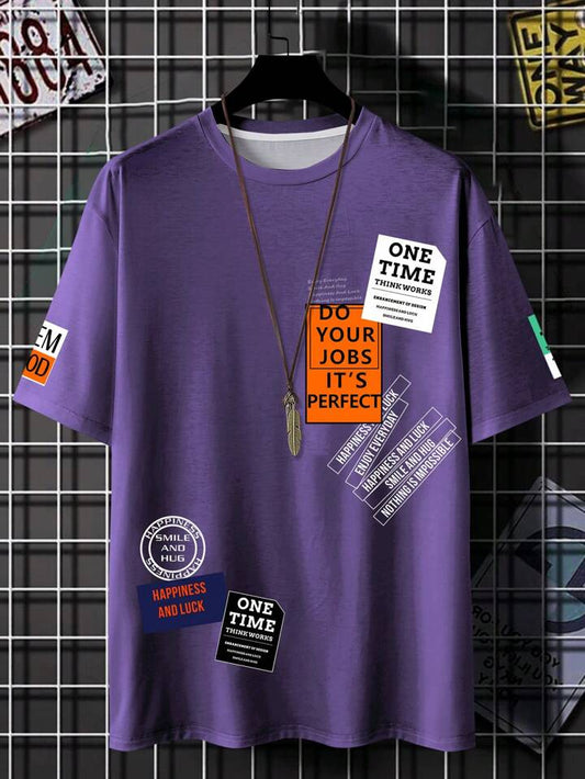 Mens Sticker Printed T-Shirt MMSPS12 - Purple