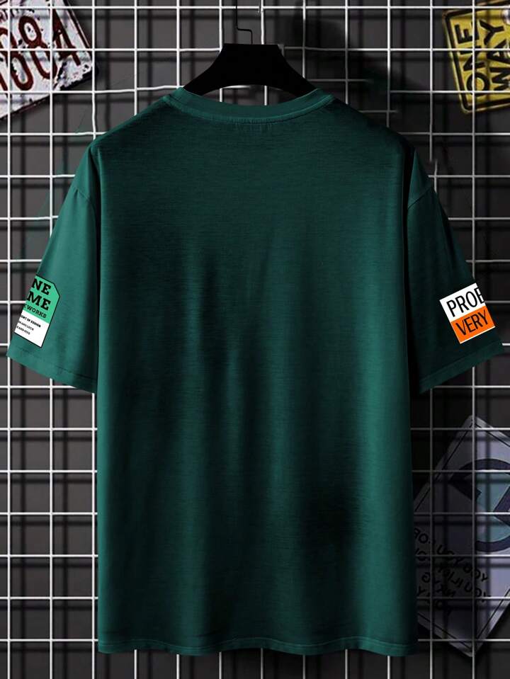 Mens Sticker Printed T-Shirt MMSPS12 - Green