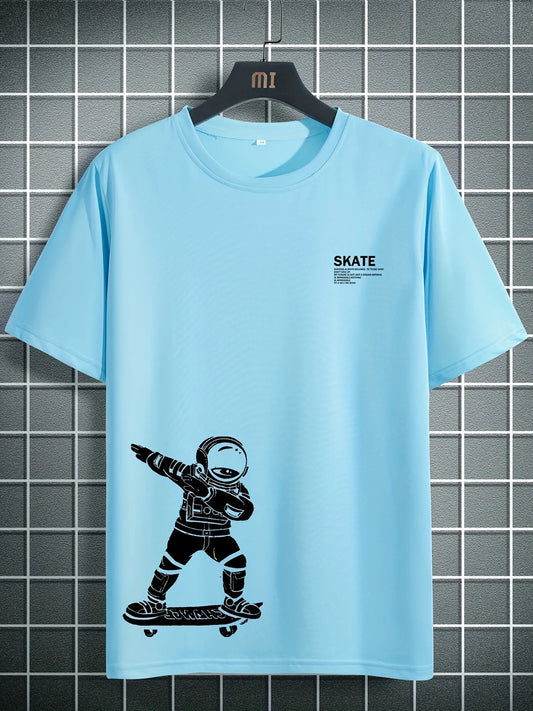 Mens Sticker Printed T-Shirt MMSPS82 - Light Blue