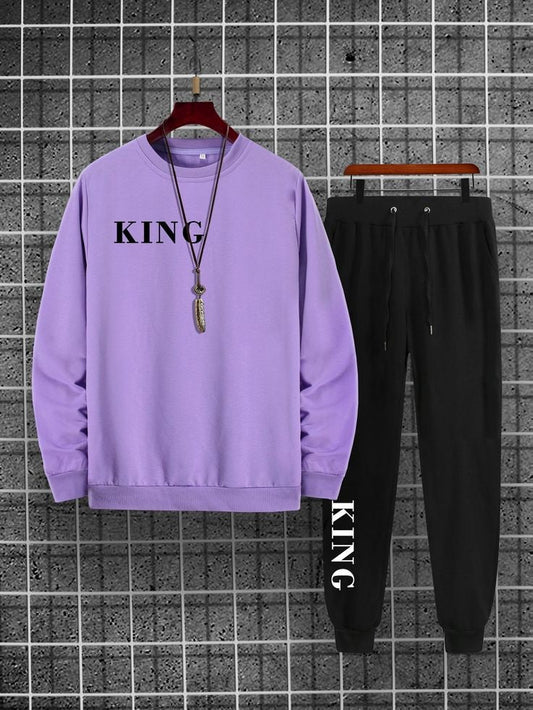 Winter Printed Sweatshirt and Pants Co Ord Set MIRWPCS10 - Purple Black