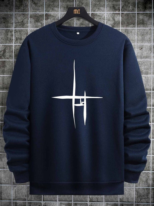 Mens Printed Sweatshirt - MIRPWS35 - Navy Blue