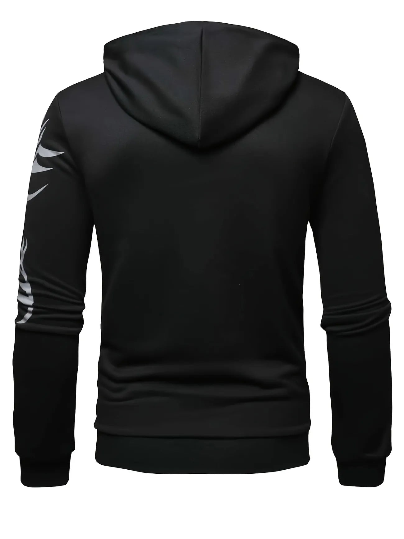 Mens Printed Pullover Kangaroo Hoodie - MIRMPKH6 - Black