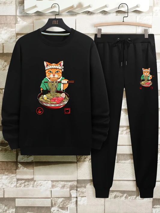 Winter Printed Sweatshirt and Pants Co Ord Set MIRWPCS15 - Black Black